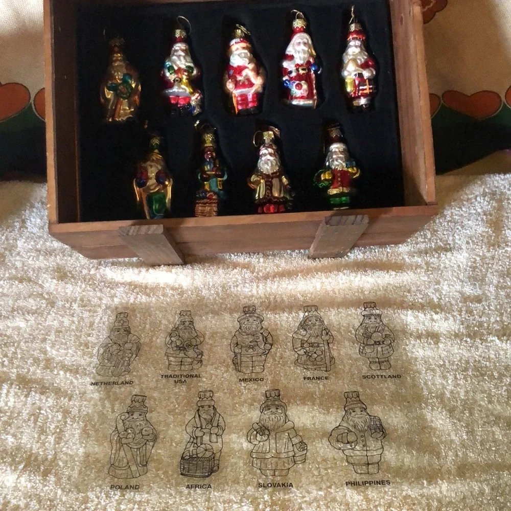Thomas Pacconi Santa's from Around The World Ornaments with Crate - Picture 10 of 16